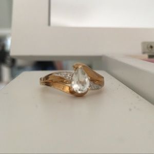 Silver & gold tear drop ring